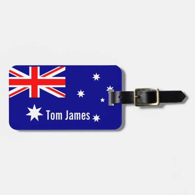 Étiquette À Bagage Drapeau Très Cool D'Australie Avec Monogramme (Devant horizontal)