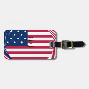 Étiquette À Bagage Drapeau USA avec Dieu Bénissez notre maison design