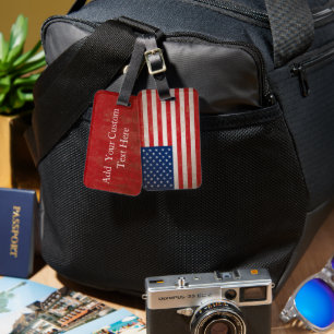 Étiquette À Bagage Drapeau vintage américain avec texte personnalisé