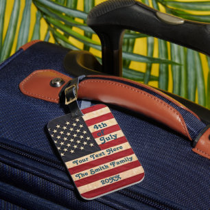 Étiquette À Bagage Drapeau vintage américain Patiné