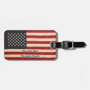 Étiquette À Bagage Drapeau vintage américain Patiné