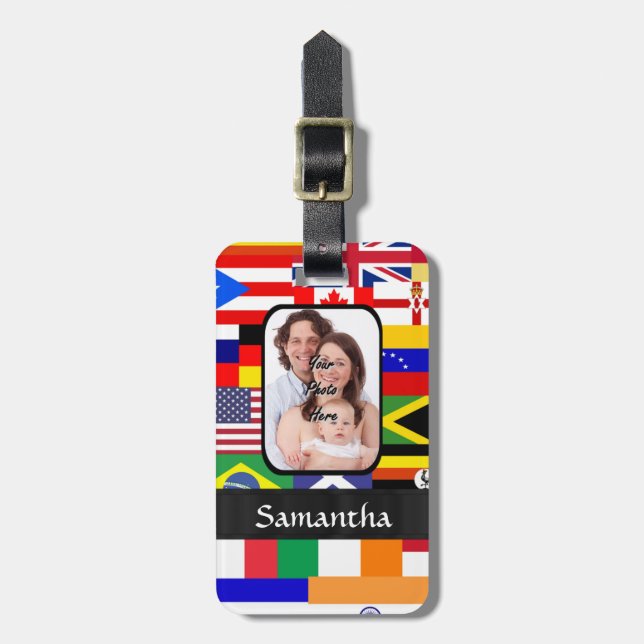Étiquette À Bagage Drapeaux personnalisés du monde (Devant Vertical)