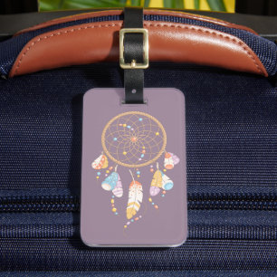 Étiquette À Bagage Dreamcatcher de Boho Tribal sur Purple