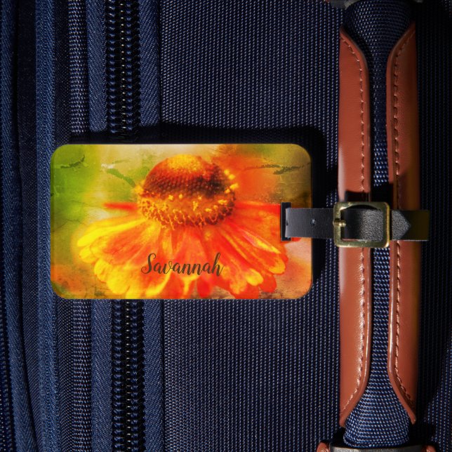 Étiquette À Bagage Dreamy Zinnia Flower Abstrait Personnalisé (Insitu Rectoal 4)