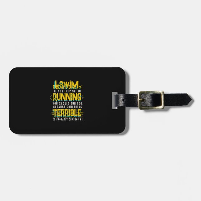 Étiquette À Bagage Drôle cadeau de natation pour nageur (Devant horizontal)