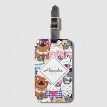 Drôle Cartoonish Chats Kitten Motif Monogramme Enf