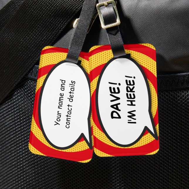 Étiquette À Bagage Drôle Comic Book Je suis ici Personnalisé (Funny Comic Book I'M HERE Personalized Luggage Tag)