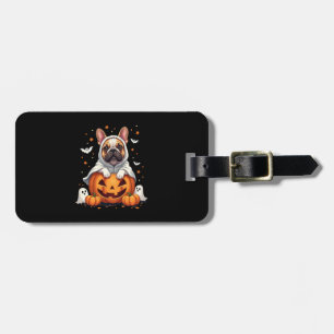 Étiquette À Bagage Drôle de Bulldog Anglais Fantôme Boo Halloween Fem