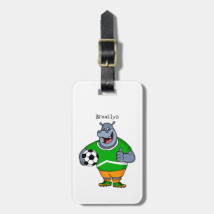 Étiquette À Bagage Drôle de joueur de football hippo dessin humoristi