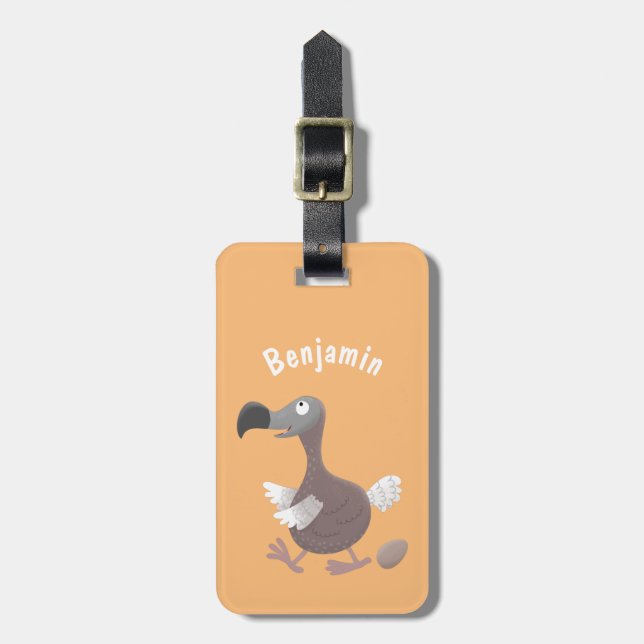 Étiquette À Bagage Drôle dessin animé d'oiseau de dodo (Devant Vertical)