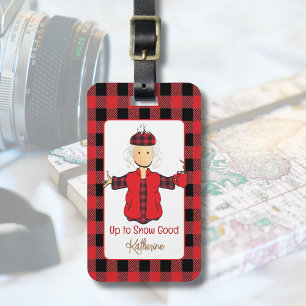 Étiquette À Bagage Drôle Dit Cartoon Buffalo Froid Plaid Rouge Noir