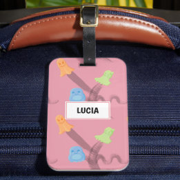 Étiquette À Bagage Drôle fantômes sur rose
