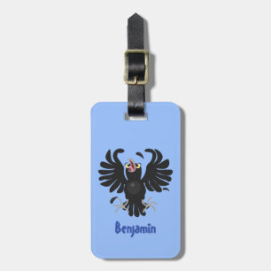 Étiquette À Bagage Drôle fou corbeau dessin animé de corbeau de corne