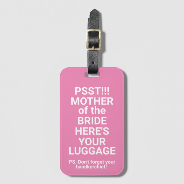 Étiquette À Bagage Drôle Mère de la mariée Bagage Balise en rose (Devant Vertical)