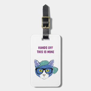 Étiquette À Bagage Drôle Nerdy Hipster Chat avec lunettes mains off