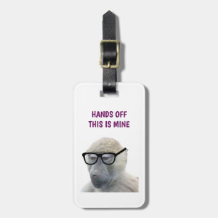 Étiquette À Bagage Drôle Nerdy Hipster Singe avec lunettes mains off
