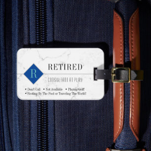 Étiquette À Bagage Drôle Retraité, Marbre blanc, Sac de profession