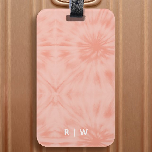 Étiquette À Bagage Dye | Coral Pink Modern Pastel (Créateur téléchargé)