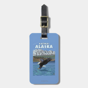 Étiquette À Bagage Eagle chauve plongeant - Katmai, Alaska
