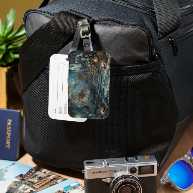 Étiquette À Bagage échelle noire bleue (Recto & Verso)