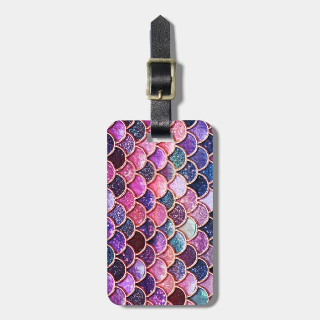 Étiquette À Bagage Échelles roses de sirène d'échelles de parties (Devant Vertical)