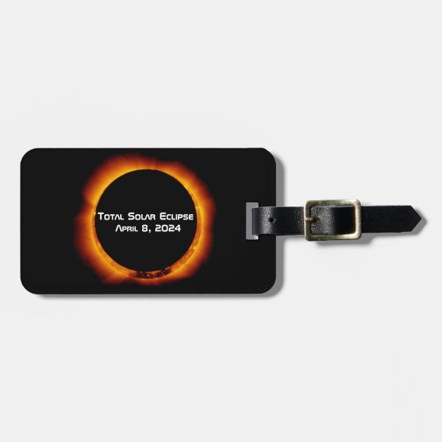 Étiquette À Bagage Éclipse solaire totale 2024 (Devant horizontal)