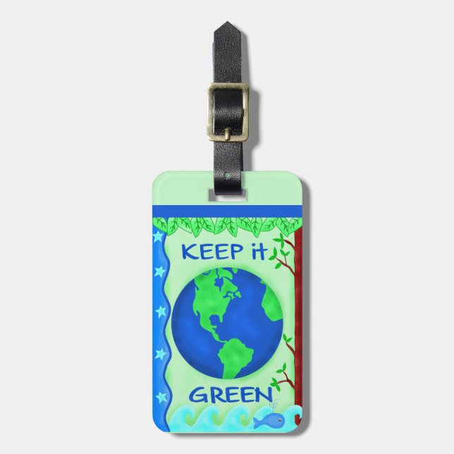 Étiquette À Bagage Écologie de la Terre verte Balise de bagage (Devant Vertical)
