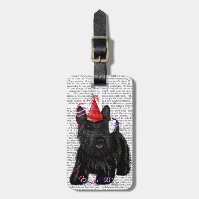 Étiquette À Bagage Écossais Terrier et casquette de partie (Devant Vertical)