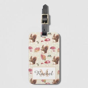 Étiquette À Bagage Écureuils et tabourets Motif d'automne personnalis