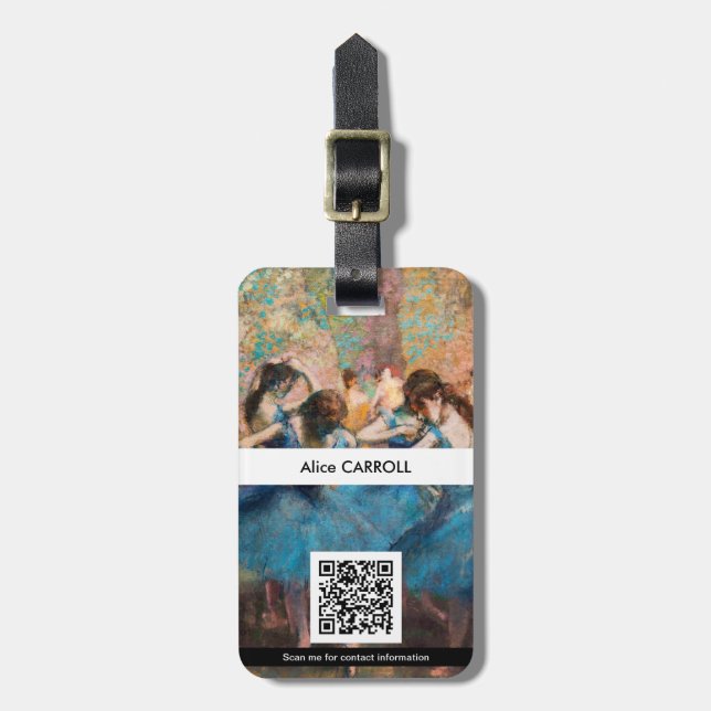 Étiquette À Bagage Edgar Degas - Danseurs en bleu - QR Code (Devant Vertical)