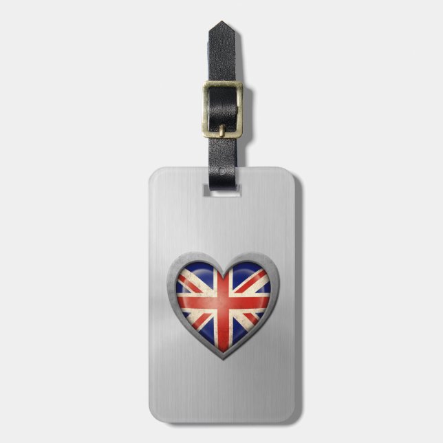 Étiquette À Bagage Effet britannique d'acier inoxydable de drapeau de (Devant Vertical)