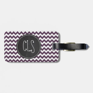 Étiquette À Bagage Eggplant Purple Chevron ; Retro Chalkboard