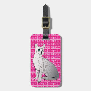 Étiquette À Bagage Égyptien Mau Cat - arrière - plan rose fuchsia