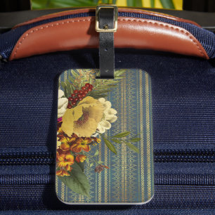 Étiquette À Bagage Élégance Florale Sombre