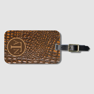 Étiquette À Bagage Élégant Alligator Monogramme de peau