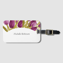 Étiquette À Bagage Elégant Aquarelle Tulipe Fleurs