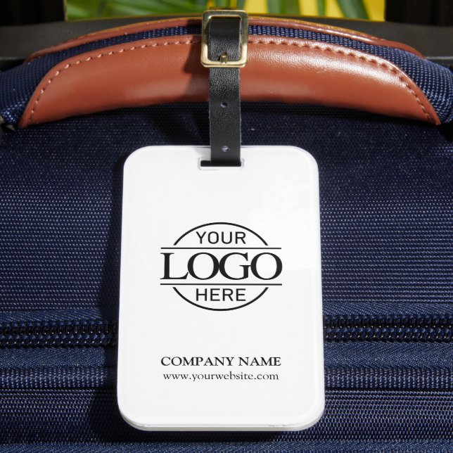 Étiquette À Bagage Elegant Black White Business Logo Employee Travel (Insitu Rectoal 2)