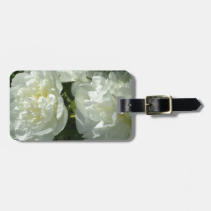 Étiquette À Bagage Elégant blanc peony floral blanc photo