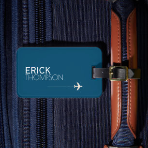 Étiquette À Bagage Elégant bleu personnalisé
