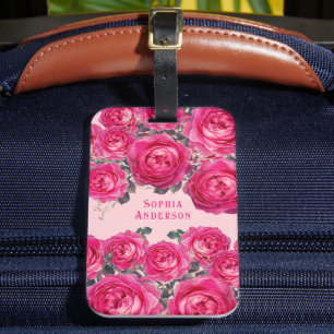 Étiquette À Bagage Elégant Bouquet de Roses personnalisé