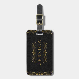 Étiquette À Bagage Elégant cadre Faux Gold Floral