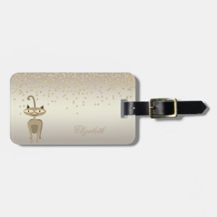 Étiquette À Bagage Élégant Chat Stylish - Brillant Foil Confetty Diam