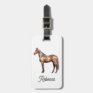 Étiquette À Bagage Élégant Cheval Brown Equestre Personnalisé Nom du 