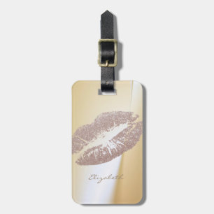 Étiquette À Bagage Élégant Chic Luxueux - Lèvres Pailletées,Personnal