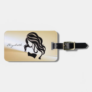 Étiquette À Bagage Élégant Chic - Silhouette fille, Personnalisé
