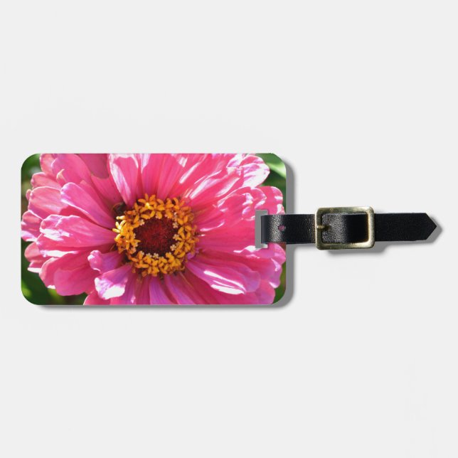 Étiquette À Bagage Élégant classique floral rose fleur marguerite (Devant horizontal)