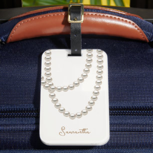 Étiquette À Bagage Elégant collier Pearl blanc