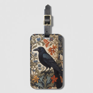Étiquette À Bagage Elégant corbeau noir William Morris Inspiré Floral