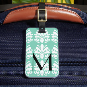 Étiquette À Bagage Elégant Damask Shell Flourdissant Personnalisé