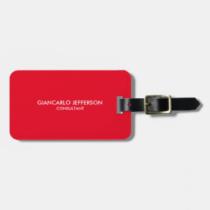 Étiquette À Bagage Élégant élégant Rouge Professionnel Votre nom